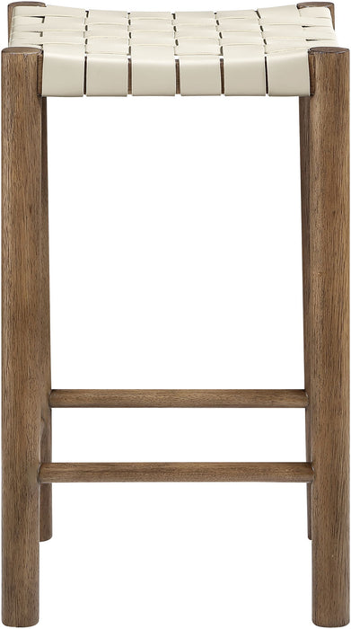 Entwine - Vegan Leather Upholstered Backless Counter Stool - Painted Brown