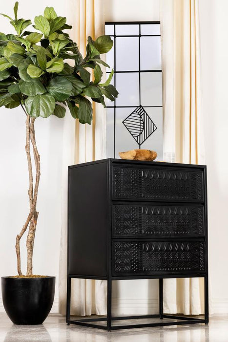 Alcoa - 3-Drawer Accent Cabinet - Black