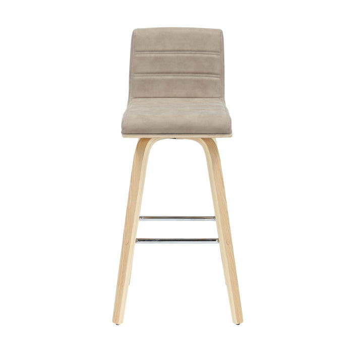 Vienna - 39.5" Swivel Bar Height Square Back Wood Bar Stool With Faux Leather Seat