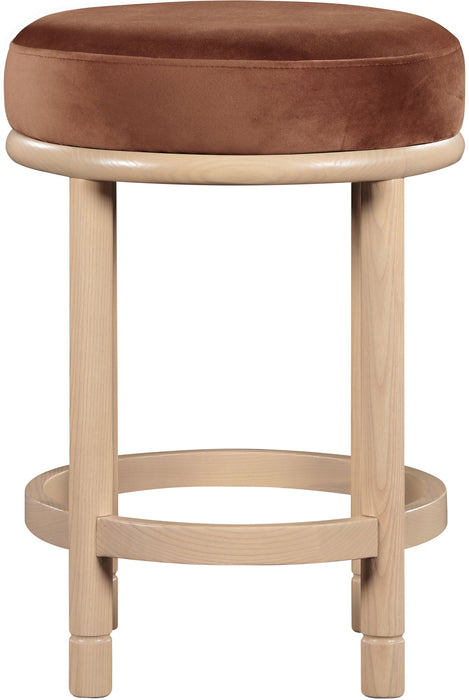 Monette - Counter Stool With Natural Base - Cognac