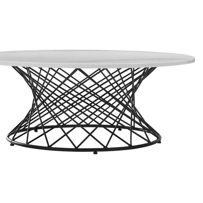 Loxley - Marble Coffee Table With Metal Base - White / Black