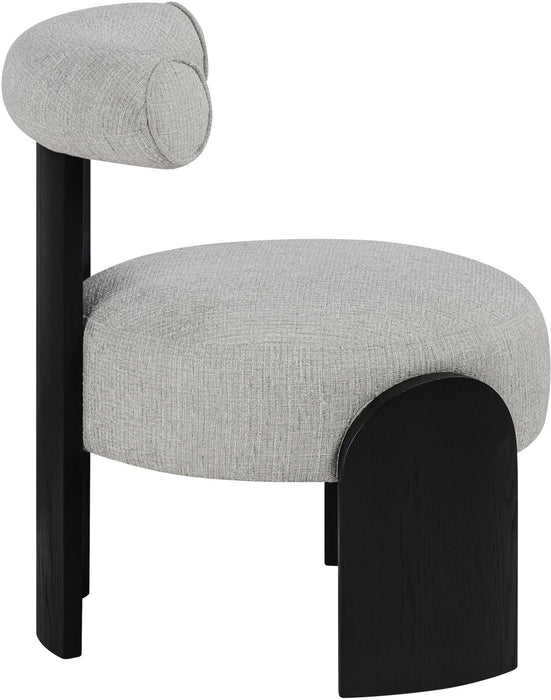 Calder - Linen Textured Fabric Upholstered Accent Chair - Painted Black Base