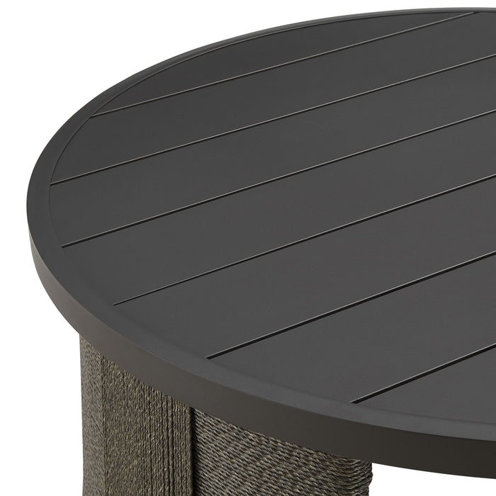 Brampton - Powder Coated Metal Round Outdoor Coffee Table With Aluminum Table Top - Gray