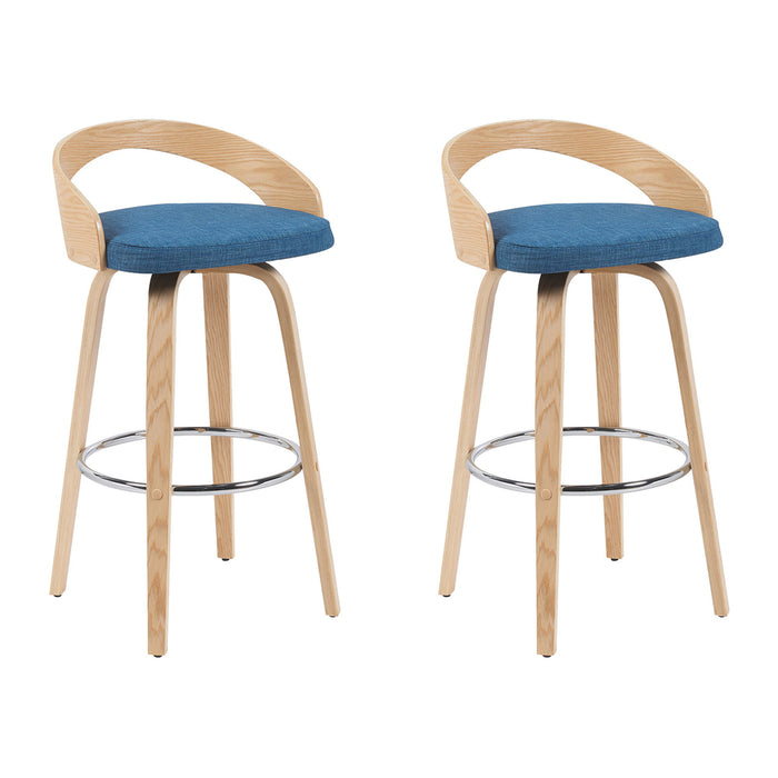 Sonia - Modern Swivel Bar Height Stool - Patterned Oak Wood Finish
