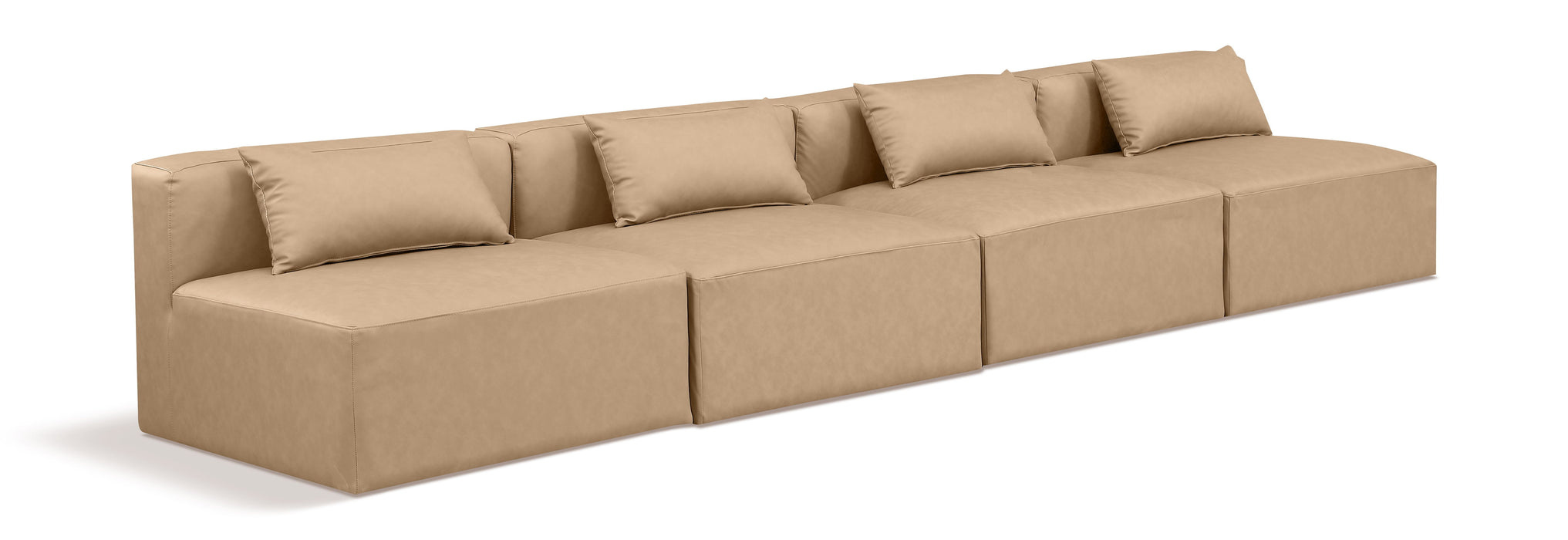 Cube - Modular 4 Piece Armless Sofa - Tan