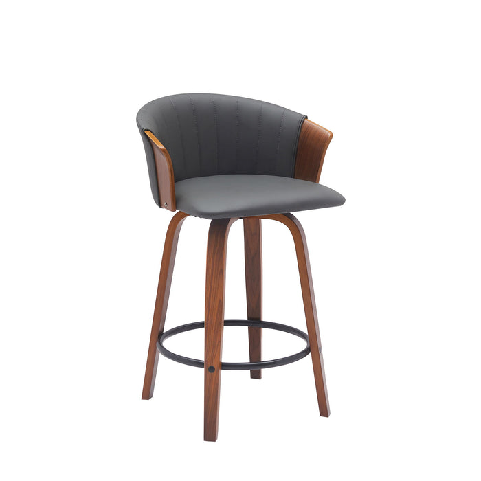 Diana - Swivel Walnut Wood Faux Leather Counter Stool