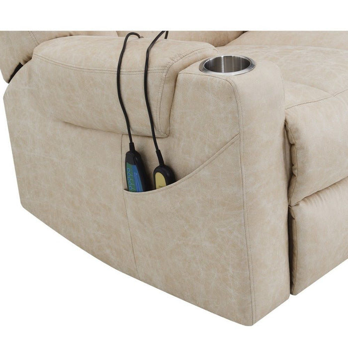 Nairi - Power Recliner With Lift, Heating & Massage - Ivory Polished Microfiber