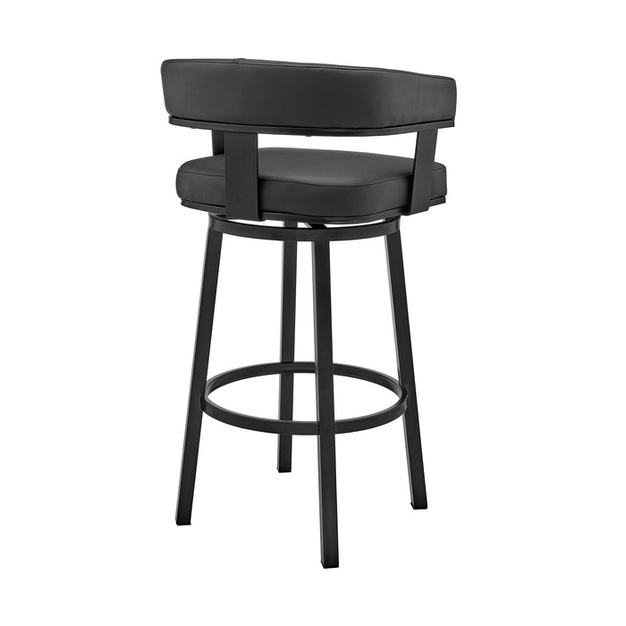 Lorin - 26" Counter Height Swivel Bar Stool - Black Finish And Faux Leather