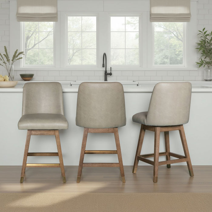 Amelia - Swivel Rubberwood Barstool With Faux Leather Seat
