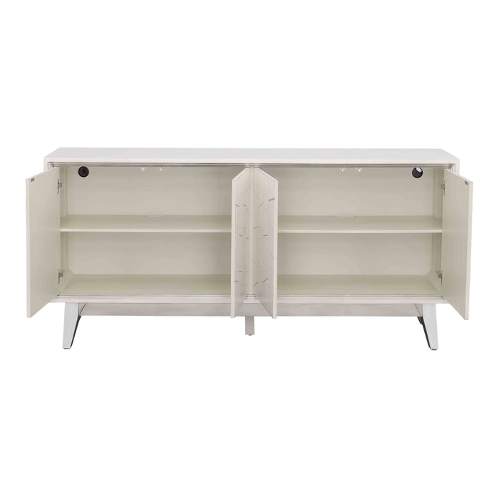 Summit - Four Door Credenza - White / Silver