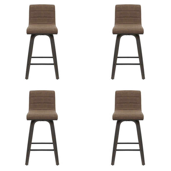 Vienna - 35.5" Swivel Counter Height Square Back Wood Bar Stool With Faux Leather Seat