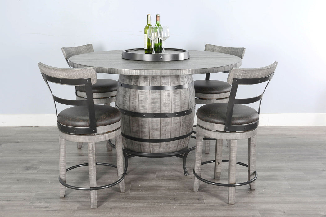 Round 5 Piece Pub Table With Side Chair Wine Barrel Set