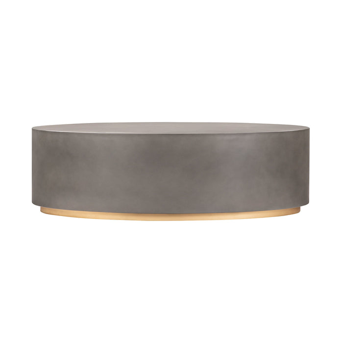 Anais - Concrete And Brass Oval Coffee Table - Gray