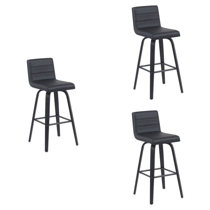 Vienna - Modern Swivel Bar Height Stool - Black Brushed Wood Frame