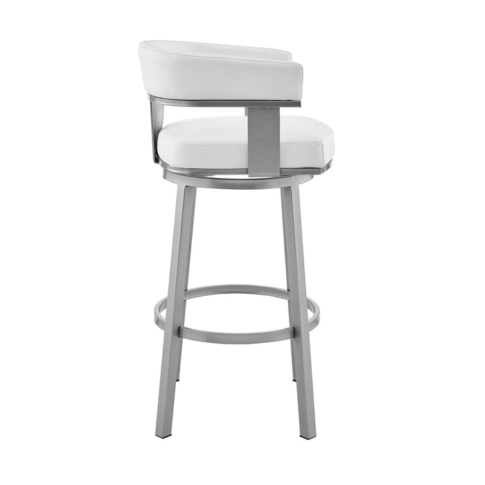 Lorin - 26" Counter Height Swivel Bar Stool - Silver Finish With Faux Leather