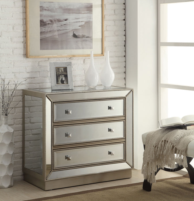 Lucia - Three Drawer Chest - Estaline Champagne / Mirror