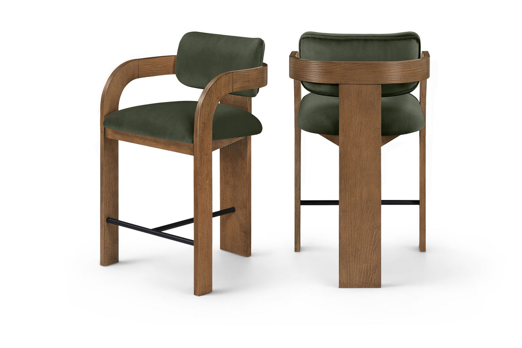Cedra - Velvet Performance Fabric Upholstered Counter Stool - Brown Frame