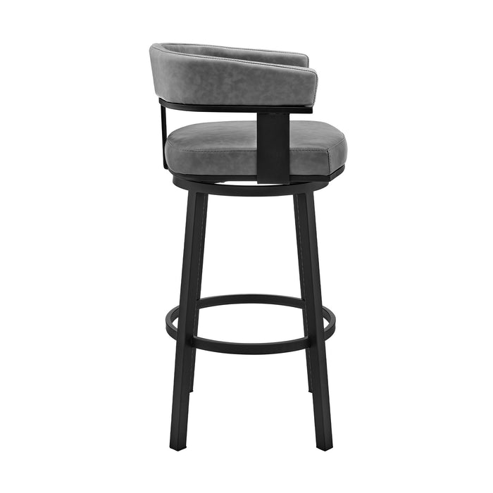Lorin - 30" Bar Height Swivel Bar Stool - Black And Gray Faux Leather