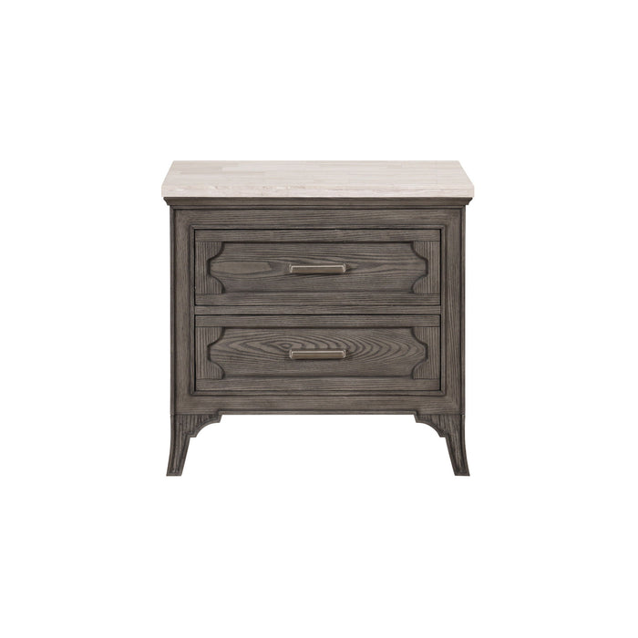 Lisbon - Marble Top Nightstand - Gray