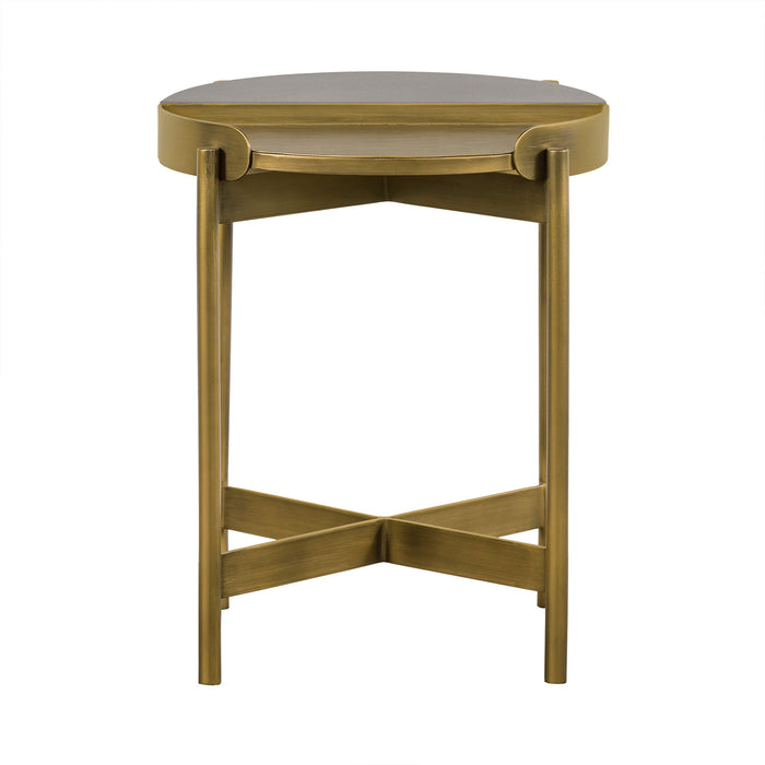 Dua - End Table With Antique Brass - Gray Concrete