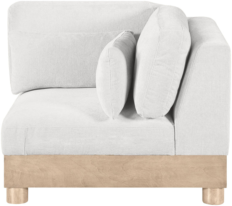 Turin - Chenille Fabric Upholstered Modular Corner Chair - Natural Base
