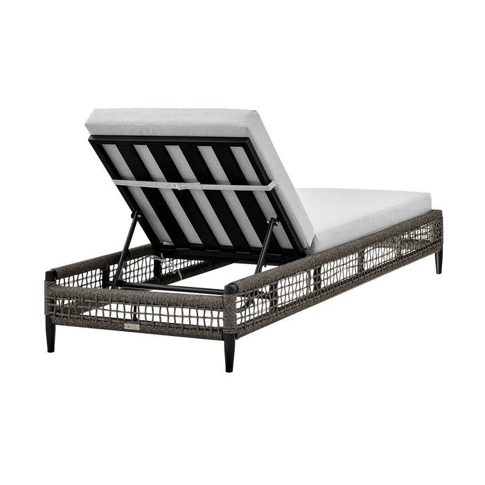 Alegria - Outdoor Patio Adjustable Chaise Lounge Chair In Aluminum With Gray Rope And Cushions