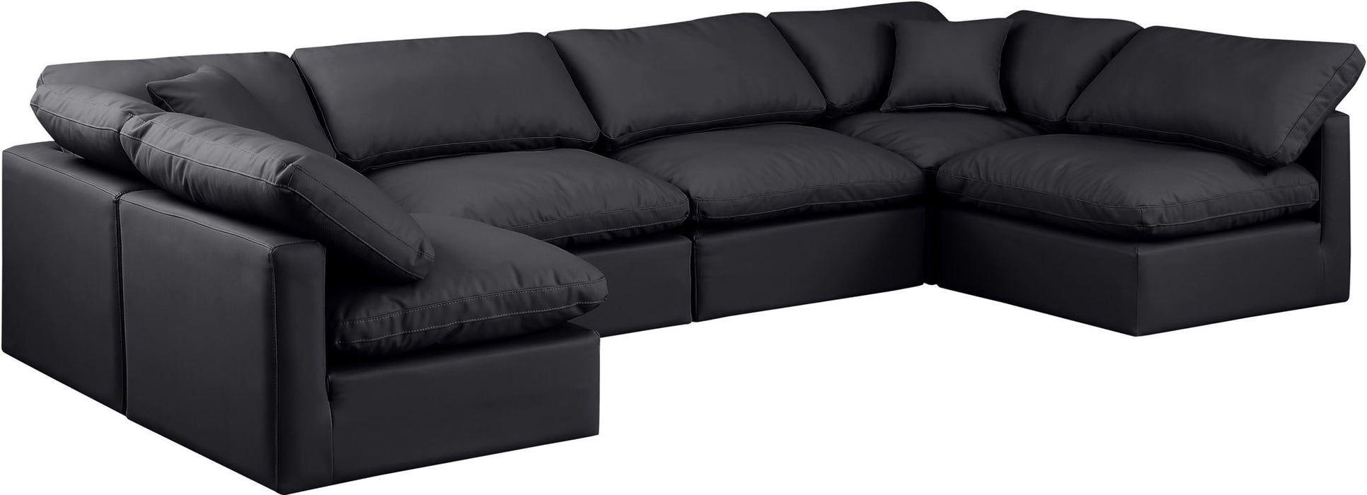 Indulge - Faux Leather 6 Piece Modular U-Shaped Sectional
