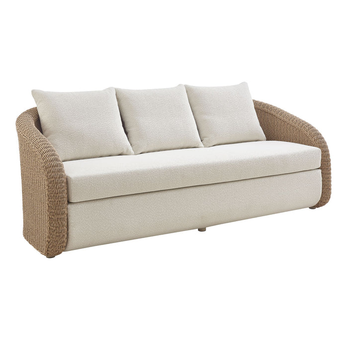 Pavilion - Metal Outdoor Sofa With Cushions - Natural / Boucle White