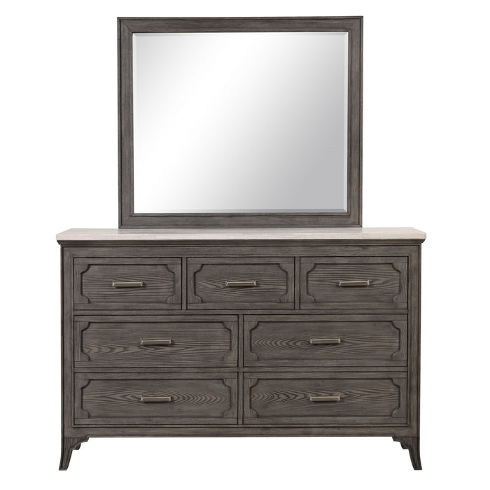 Lisbon - 2 Piece Dresser & Mirror Set - Gray