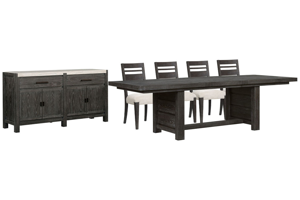 Plum Creek - 6 Piece Extendable Trestle Dining Table Set