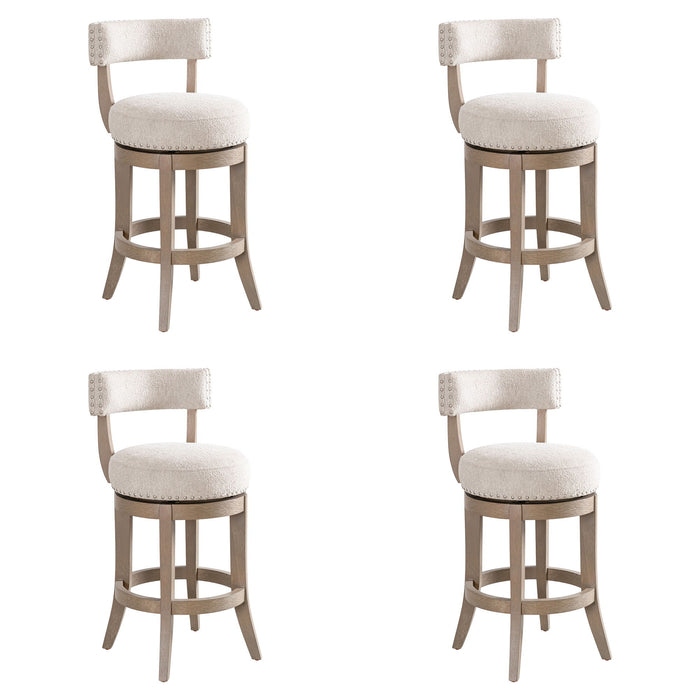 Mystic - Solid Wood Upholstered 26" Counter Height Swivel Barstool