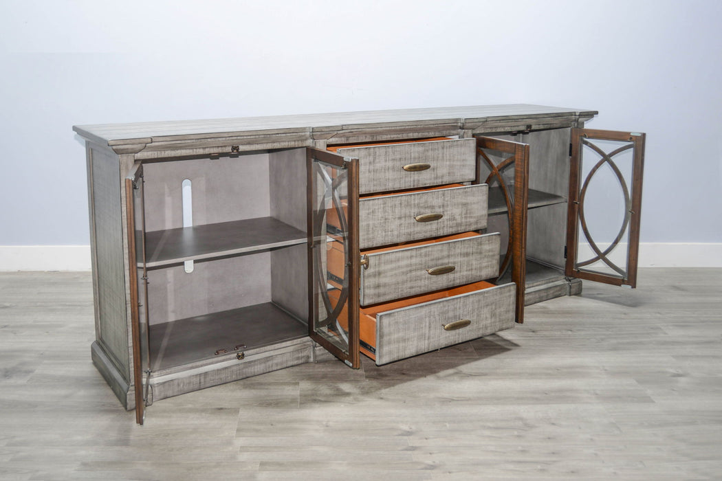 Homestead Hills - Media Console Long - Tobacco Leaf / Alpine Gray