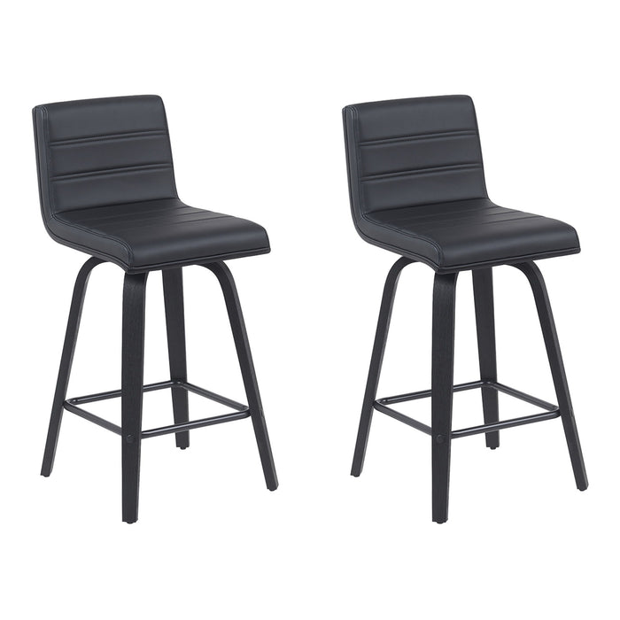 Vienna - Modern Counter Height Swivel Bar Stool - Black Brushed Wood Frame