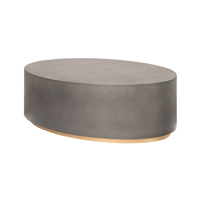 Anais - Concrete And Brass Oval Coffee Table - Gray