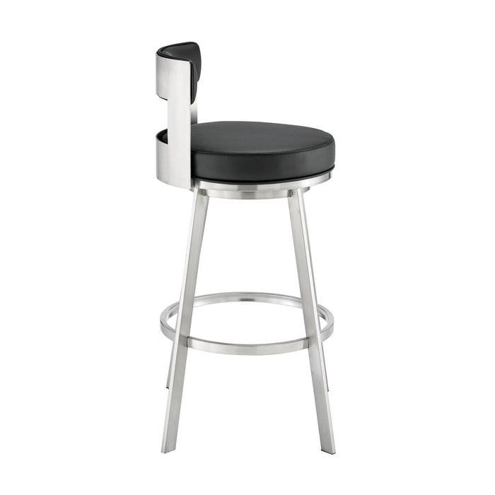 Lynof - Swivel Bar Stool - Brushed Stainless Steel Finish