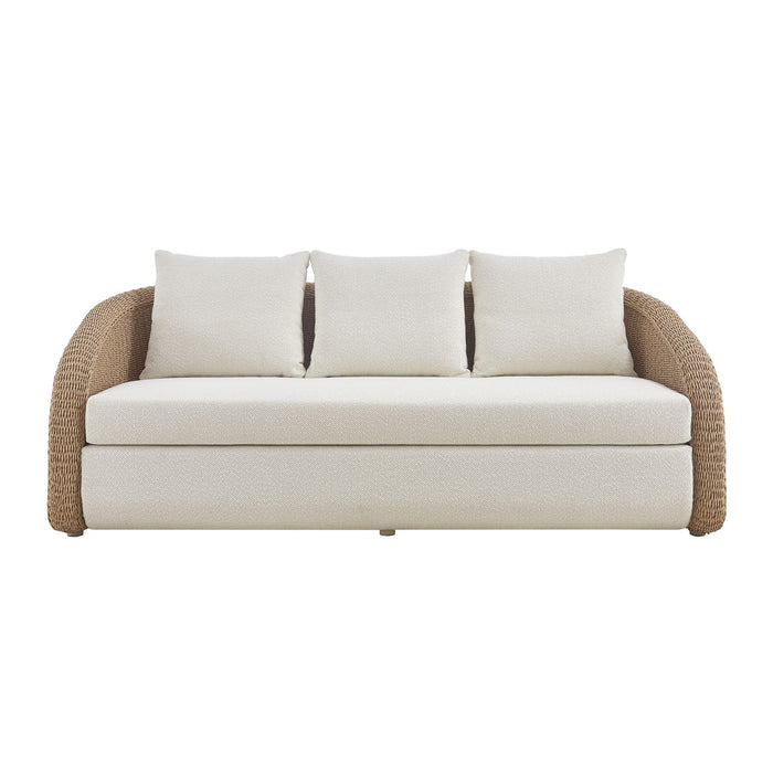 Pavilion - Metal Outdoor Sofa With Cushions - Natural / Boucle White