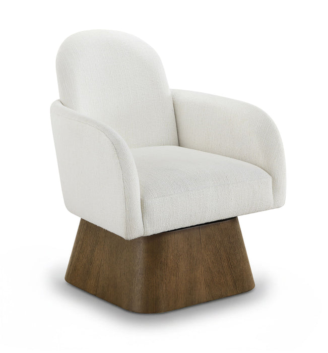 Marlowe - Linen Textured Fabric Upholstered Swivel Accent Chair - Stained Brown