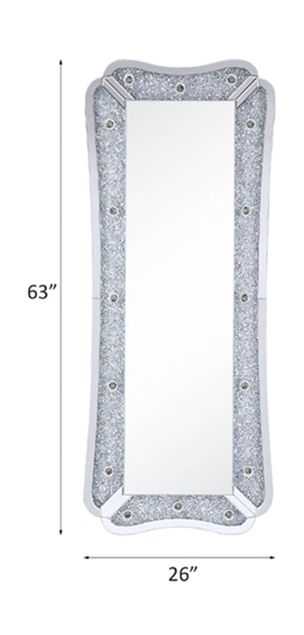 Noralie - 63" Floor Mirror With Faux Diamonds - Mirrored