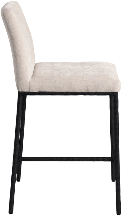 Reeves - Chenille Fabric Upholstered Counter Stool (Set of 2) - Black Base