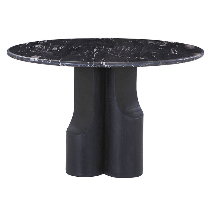Kinton - Round Dining Table With Natural Marble Top - Black