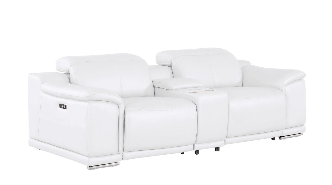 2679 - Genuine Leather Console Loveseat With Dual Power Recliners