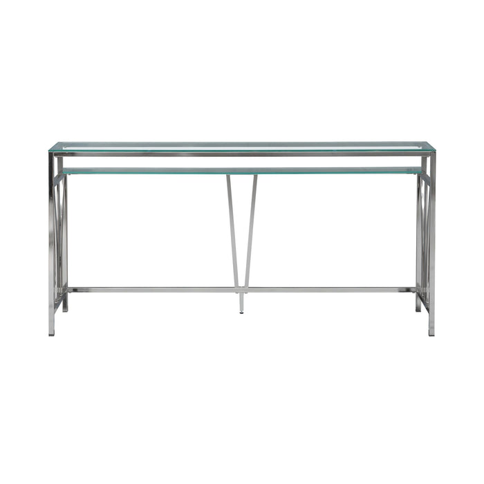 Celina - 72" Rectangle Tempered Glass Console Table - Shiny Nickel