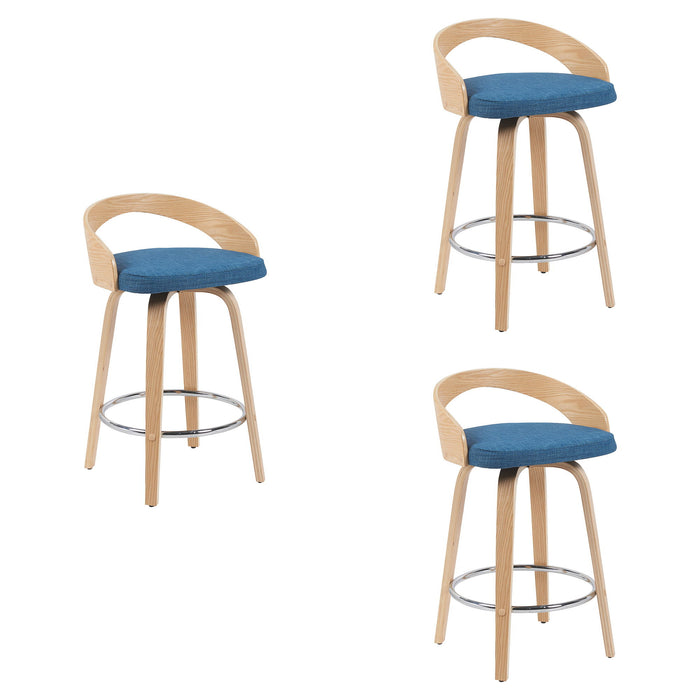 Sonia - Modern Swivel Counter Height Bar Stool - Patterned Oak Wood Finish