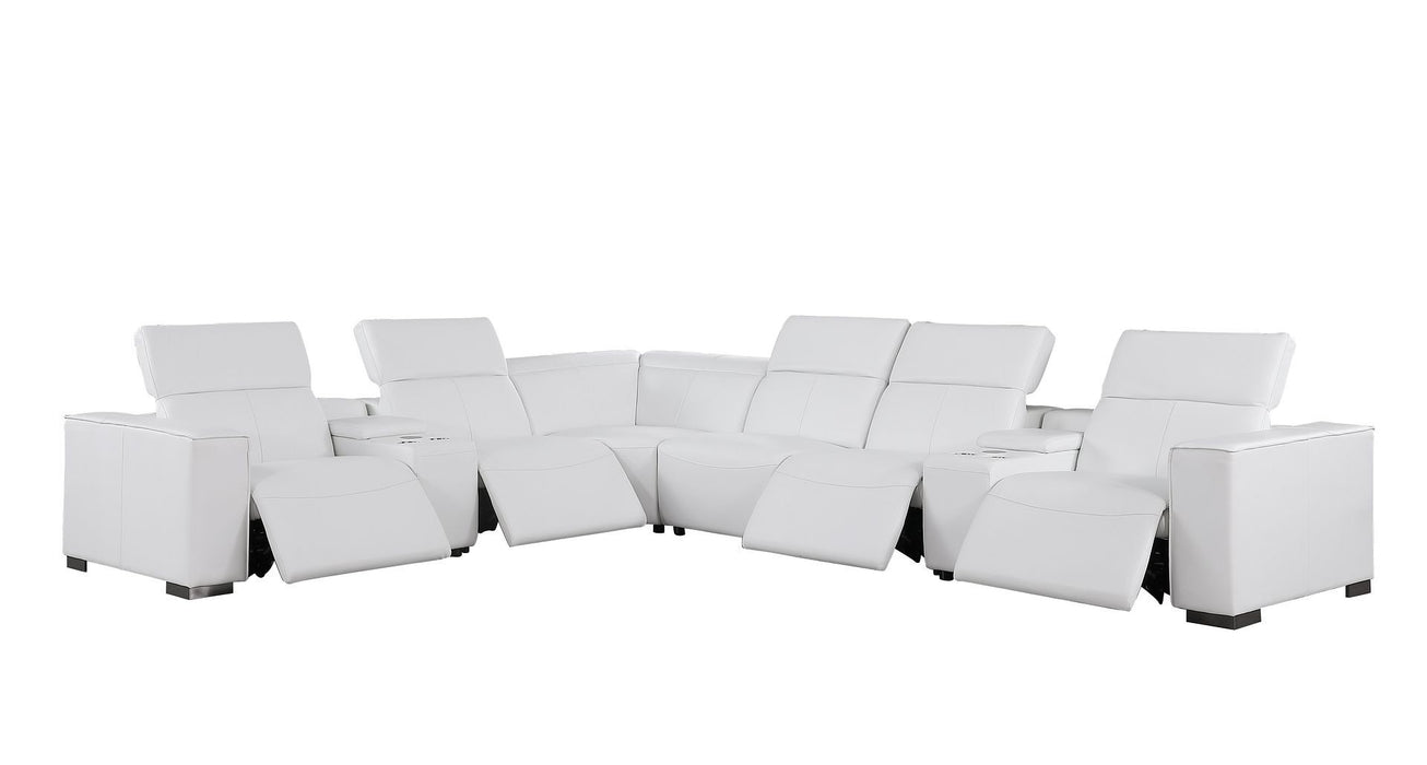 1208 - 8 Piece L Shaped Leather Sectional With 4 Power Recliners & Power Headrests