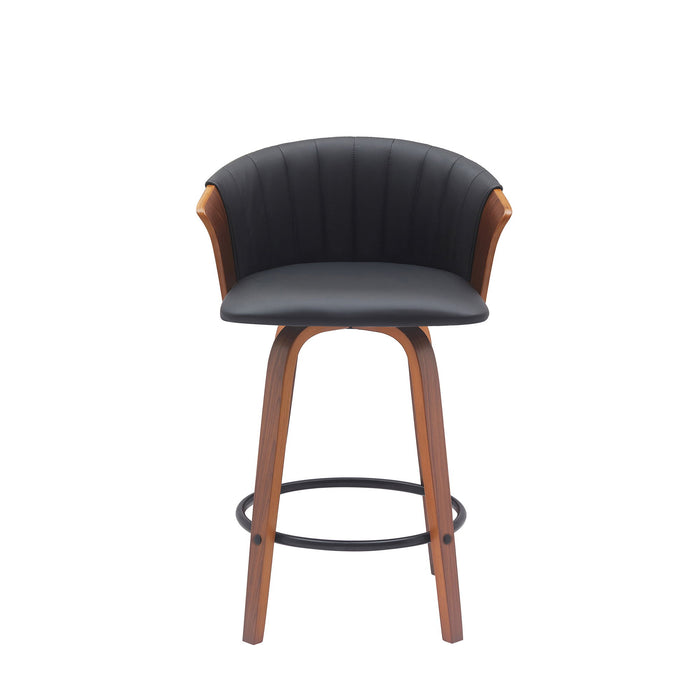 Diana - Swivel Walnut Wood Faux Leather Counter Stool