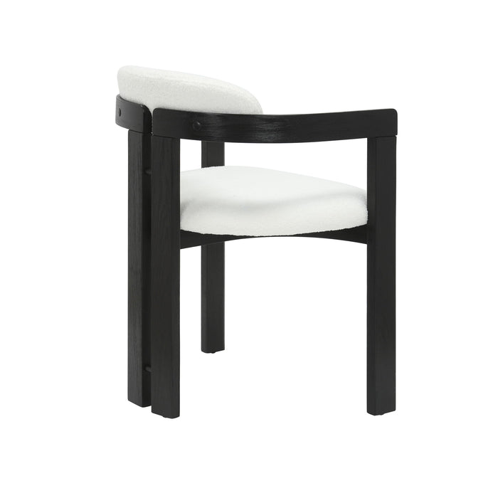 Jazmin - Curved Back Wood Dining Chair With Boucle Fabric Seat Set