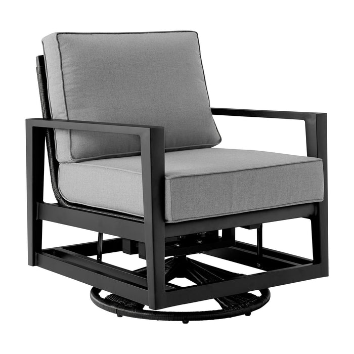 Cayman - 3 Piece Black Aluminum Outdoor Seating Set With Dark Gray Cushions