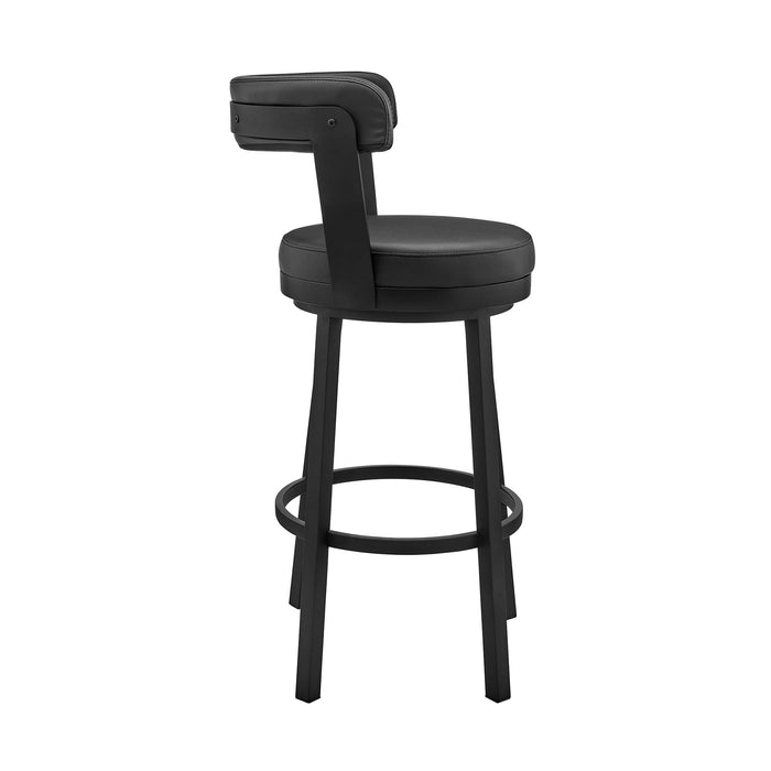Bryant - 26" Counter Height Swivel Bar Stool - Black Finish And Black Faux Leather