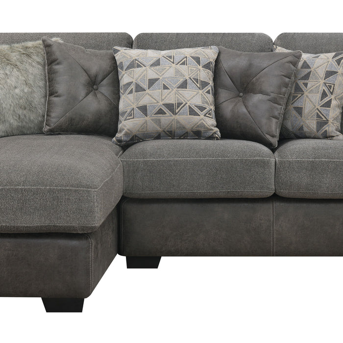 Berlin - 2 Piece Sectional - Gray Herringbone & Sanded Microfiber