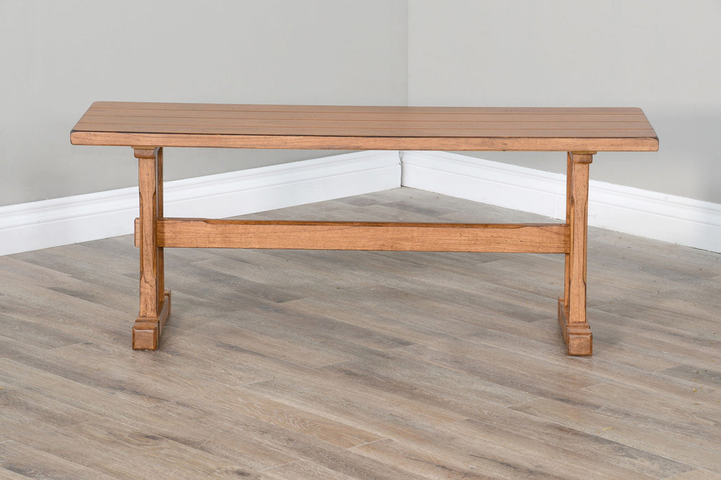 Sedona - Rustic Trestle Dining Bench - Rustic Oak